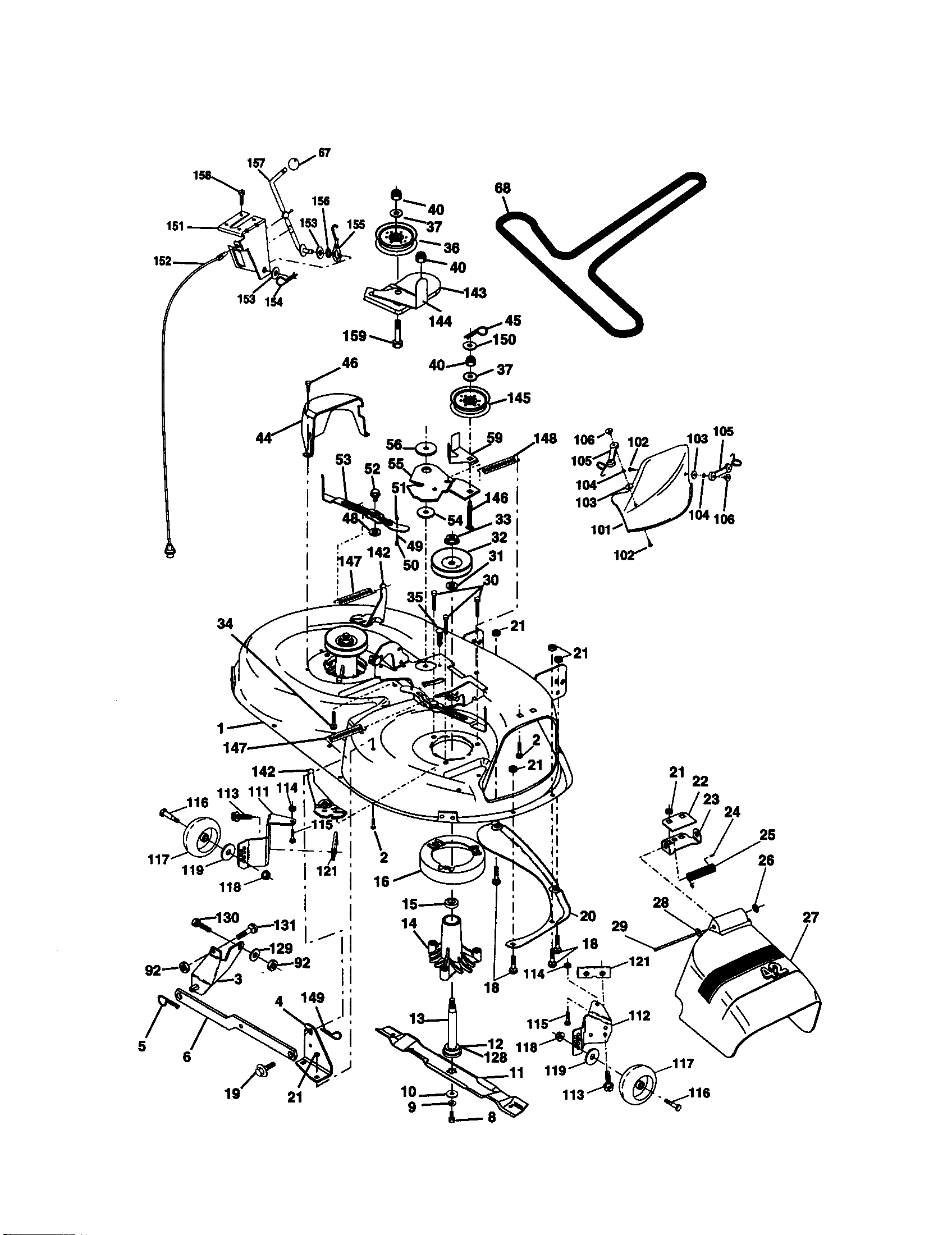 Mower Deck Diagram and Parts List for 917271060  Craftsman Lawn Tractor