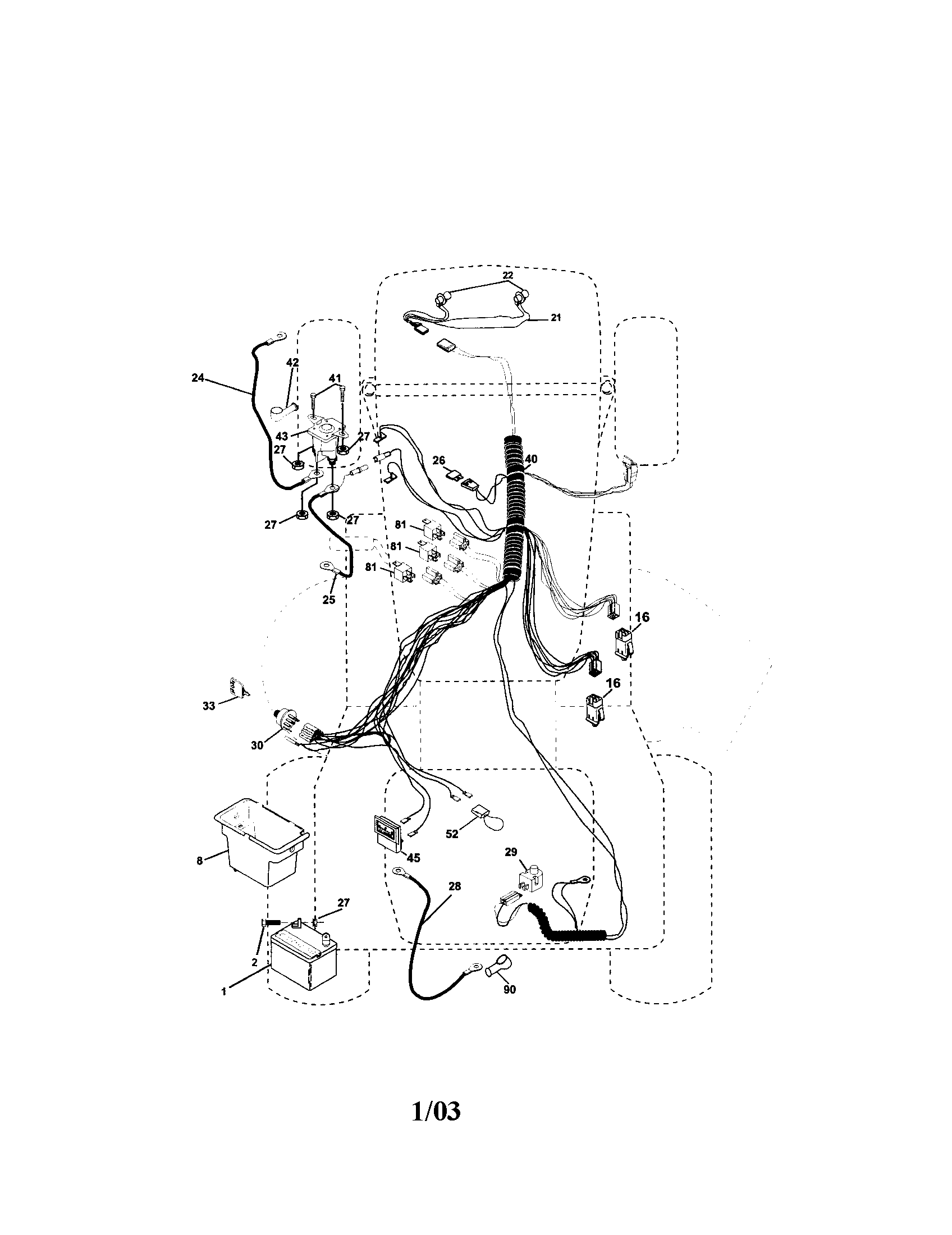 Electrical Diagram and Parts List for 917273130  Craftsman Lawn Tractor
