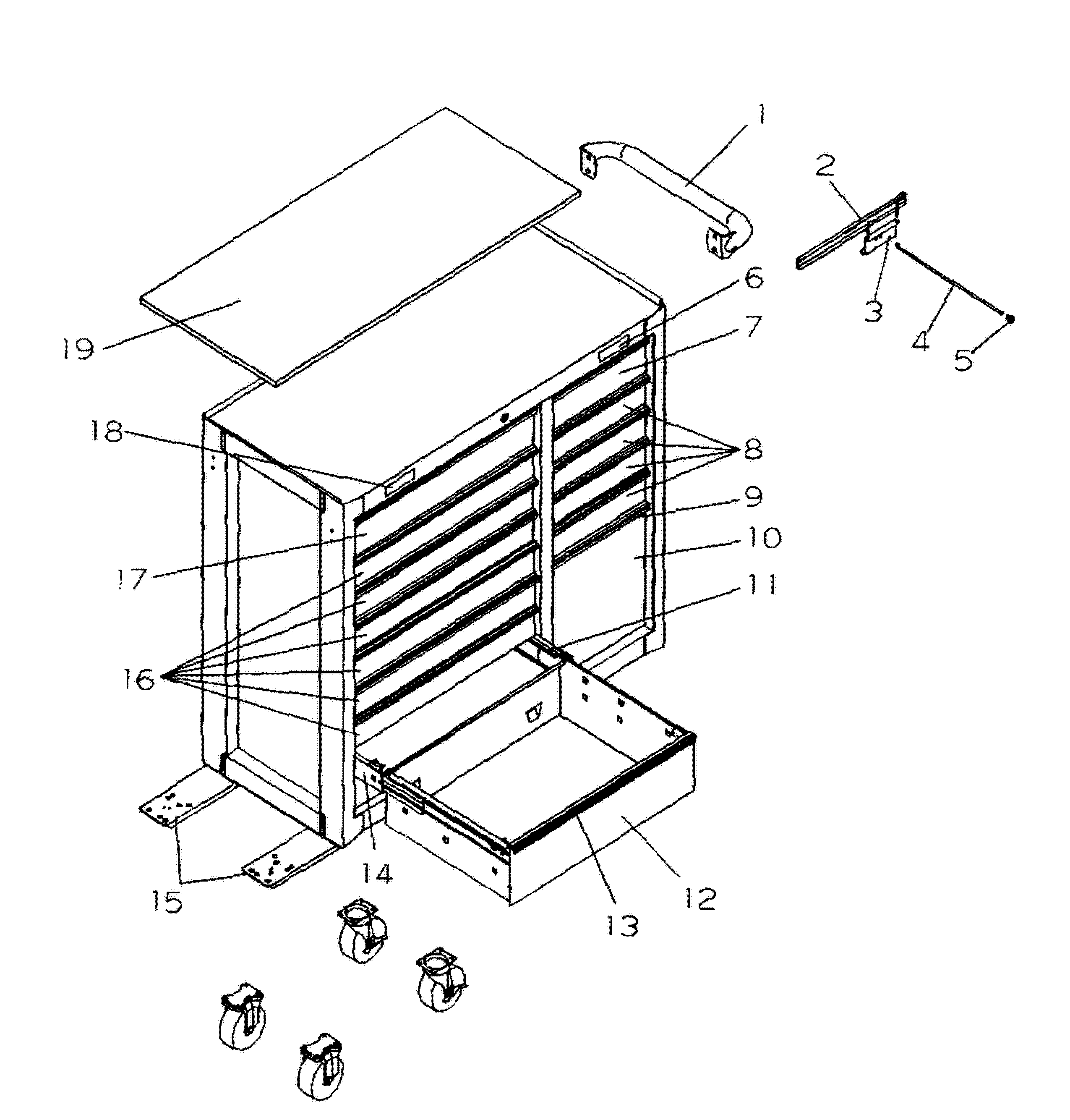 Tool Chest Diagram and Parts List for 706591695  Craftsman Tool Stand & Cart