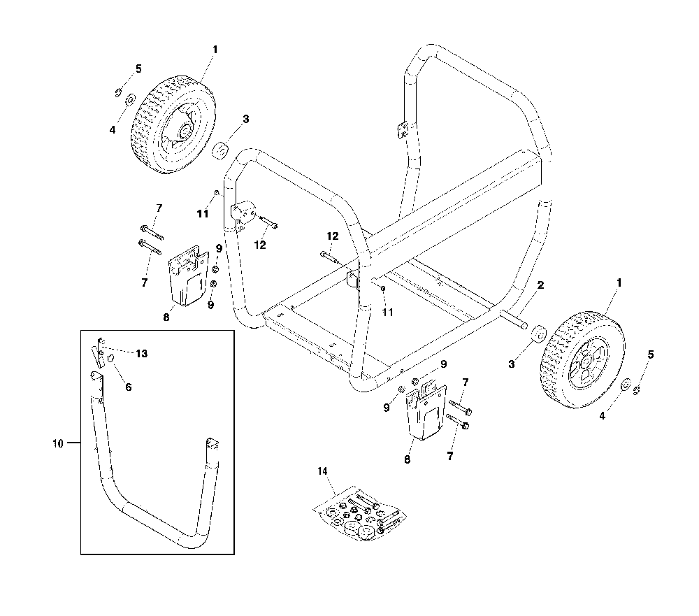 Wheel kit Diagram and Parts List for CMXGGAS030790  Craftsman Generator