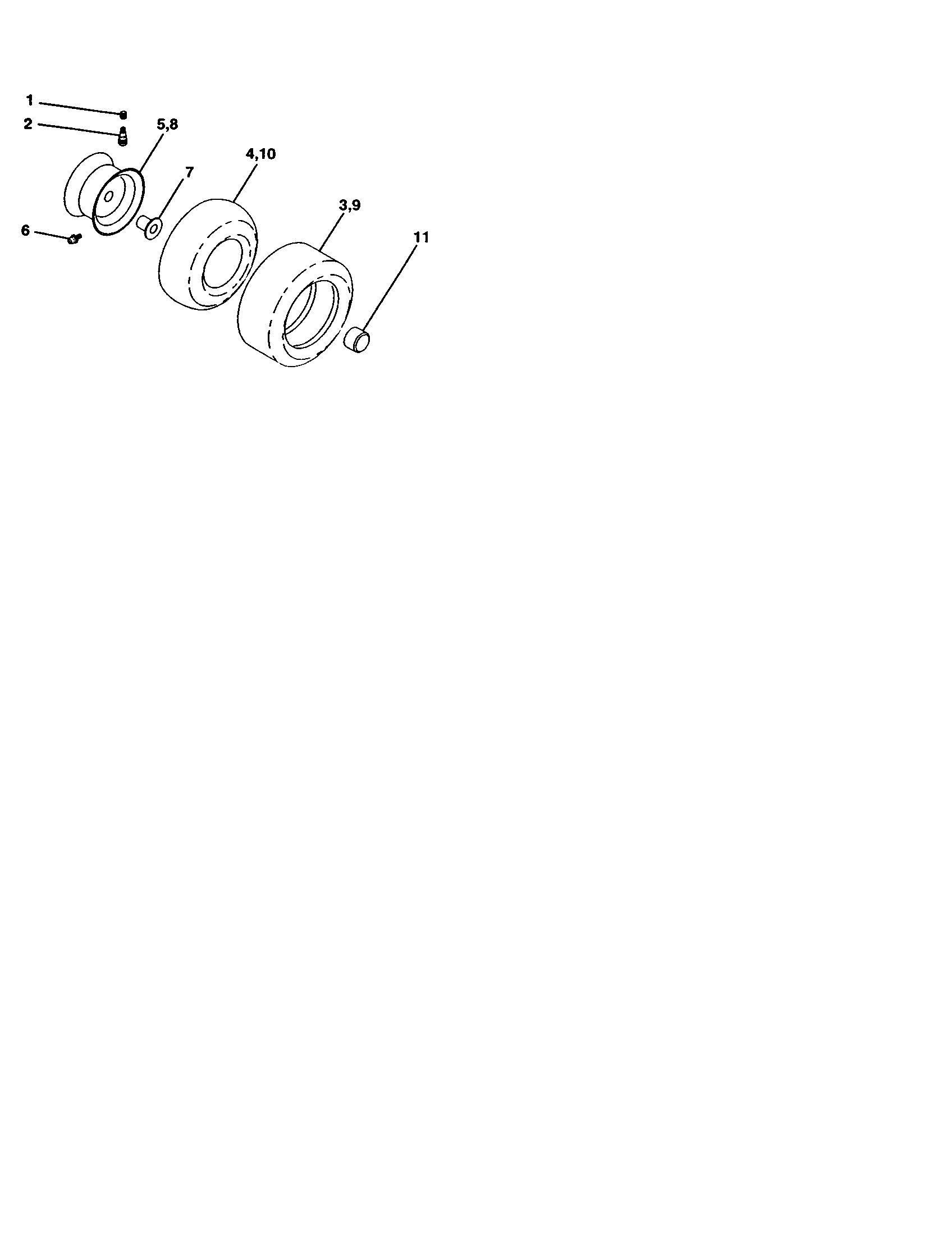 Wheels And Tires Diagram and Parts List for 917277370  Craftsman Lawn Tractor