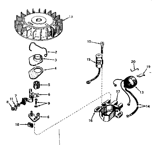 Magneto Diagram and Parts List for 143575022  Craftsman Engine