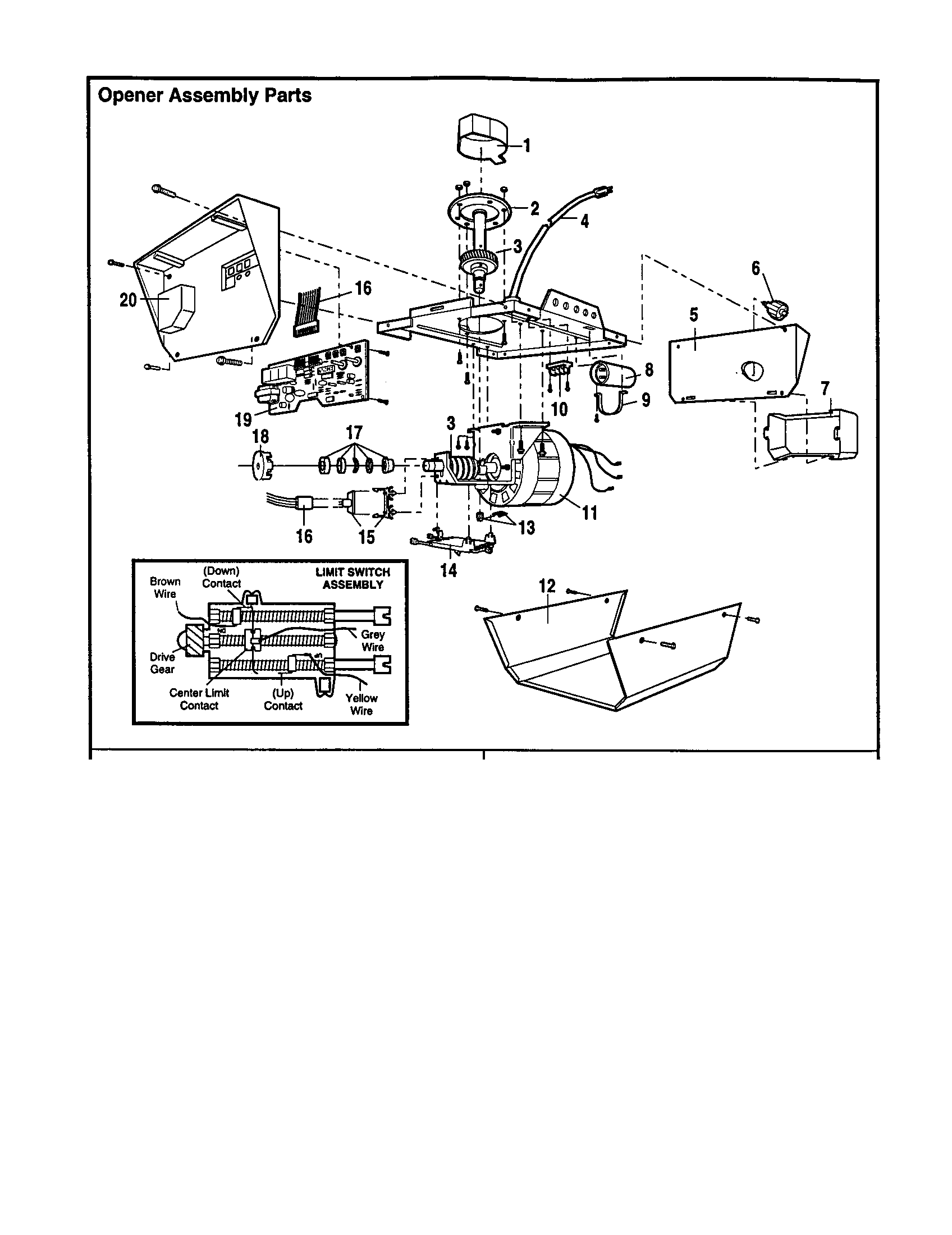 Opener Assembly Diagram and Parts List for 13953970SRT  Craftsman Garage Door Opener
