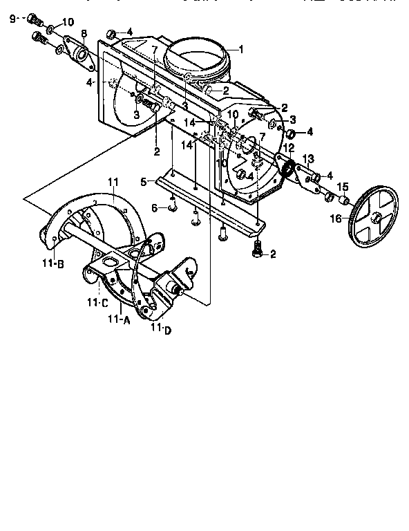 Auger Housing Diagram and Parts List for 536884570  Craftsman Snow Blower