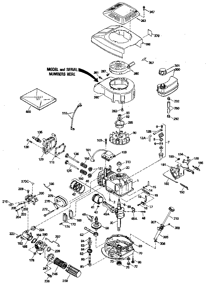 Replacement Parts Diagram and Parts List for 143414322  Craftsman Engine