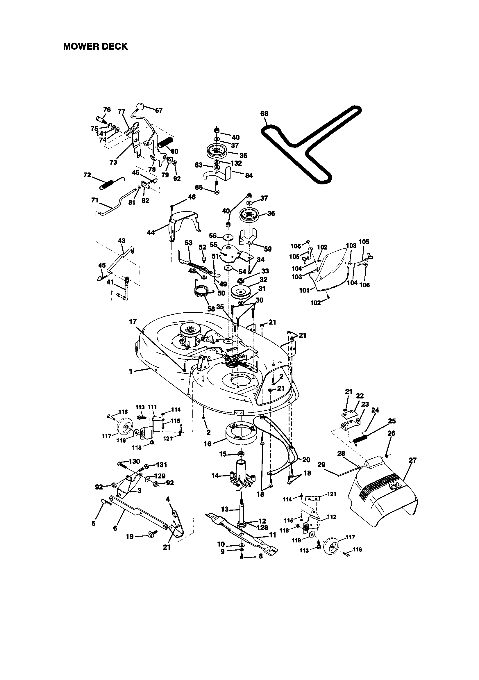 Mower Deck Diagram and Parts List for 917271012  Craftsman Lawn Tractor