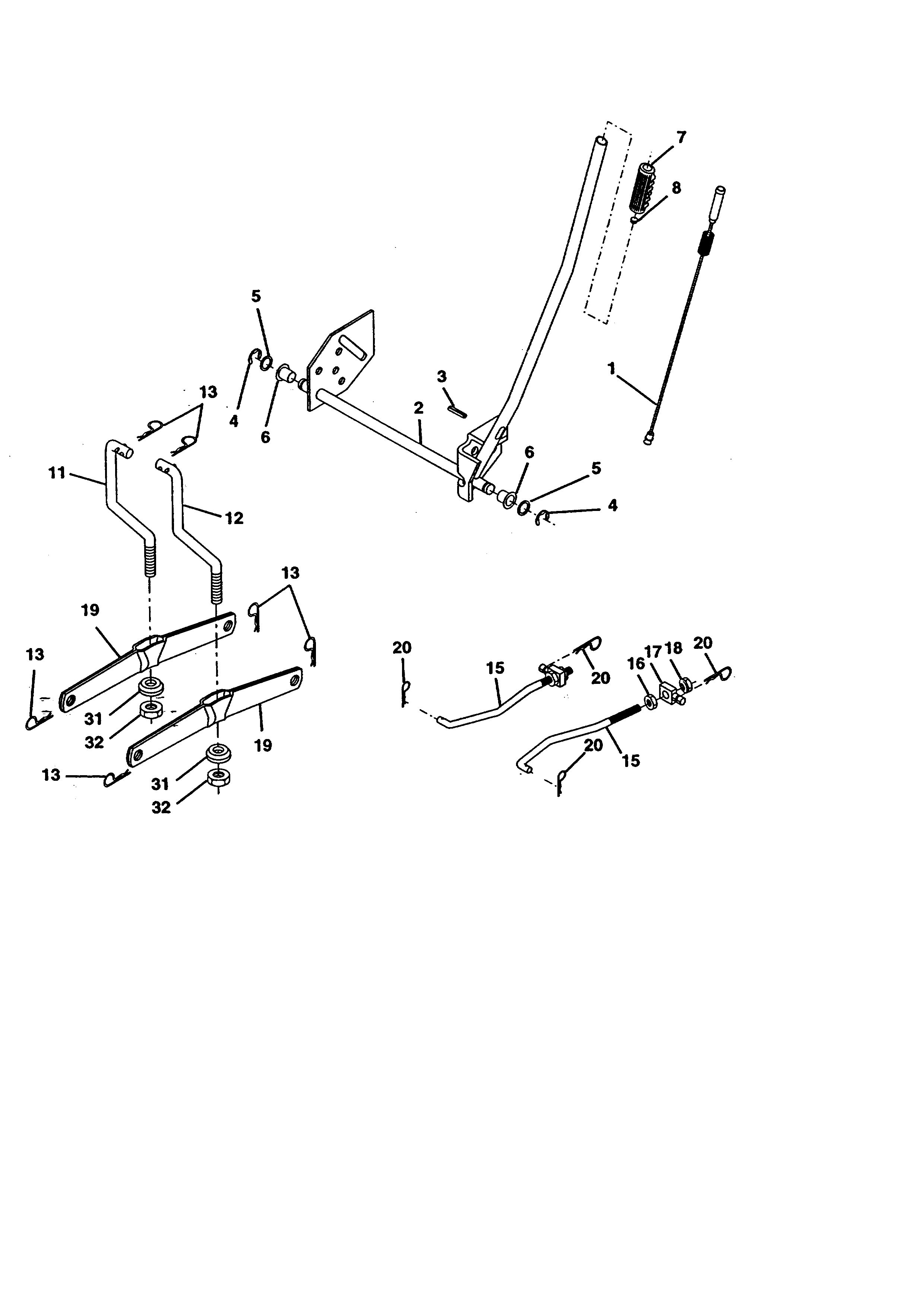 Lift Assembly Diagram and Parts List for 917270623  Craftsman Lawn Tractor