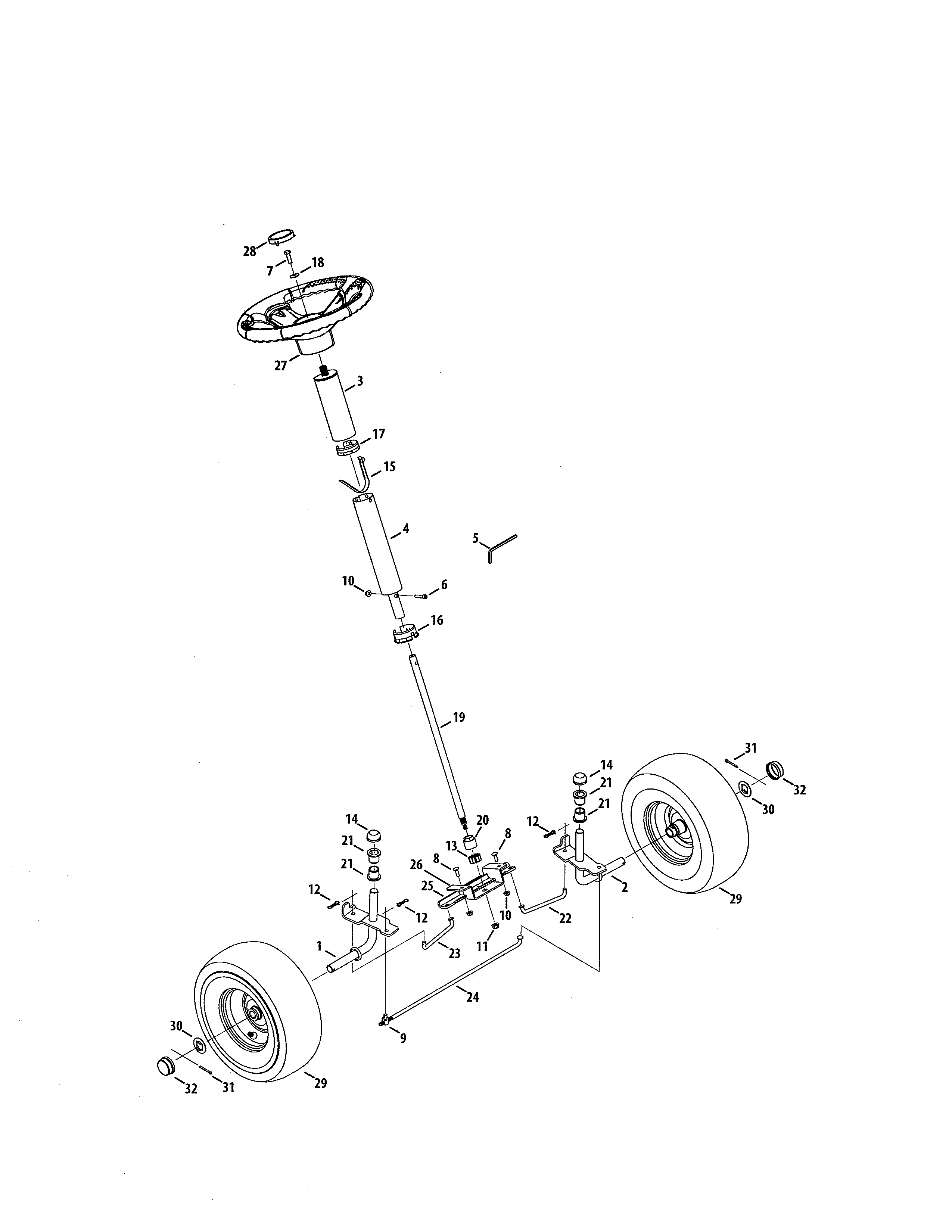 Steering Diagram and Parts List for 247250000  Craftsman Engine