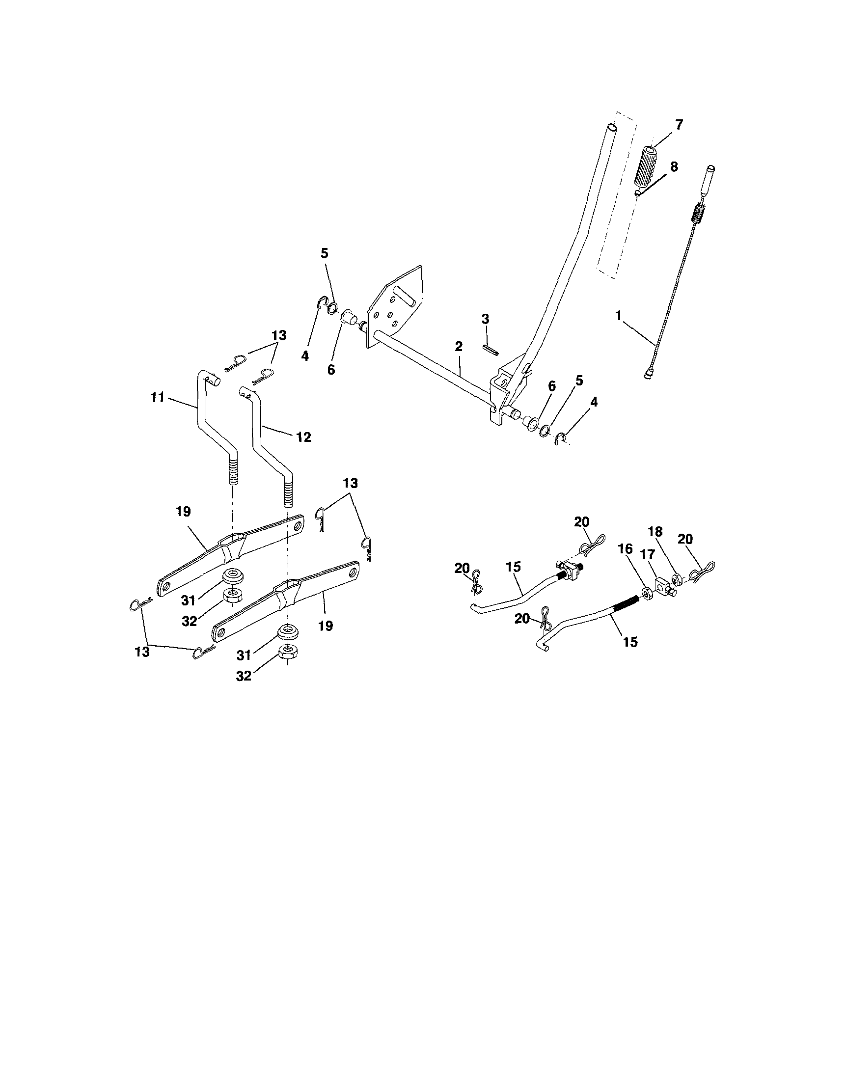 Lift Assembly Diagram and Parts List for 917287053  Craftsman Lawn Tractor
