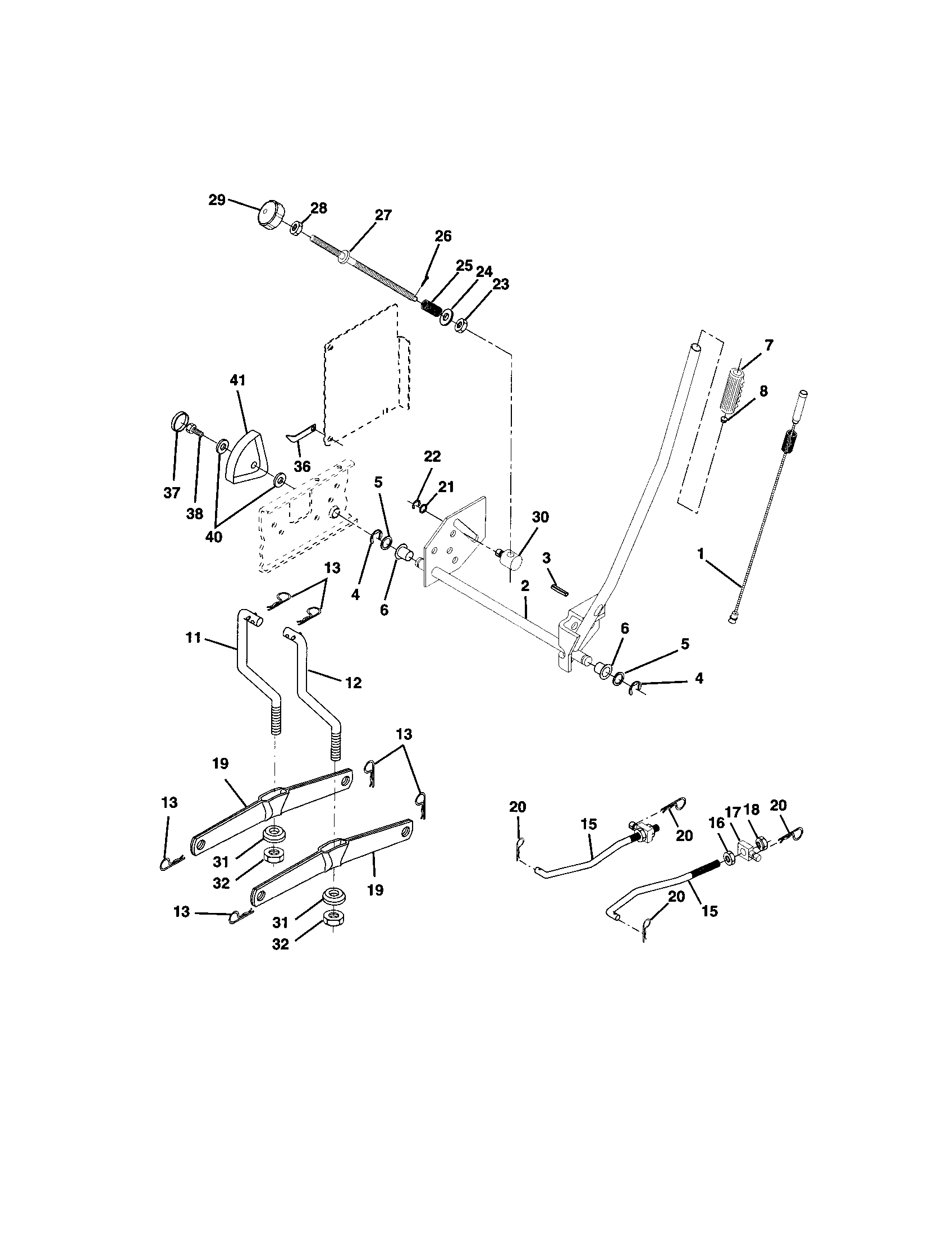 Lift Assembly Diagram and Parts List for 917272480  Craftsman Lawn Tractor