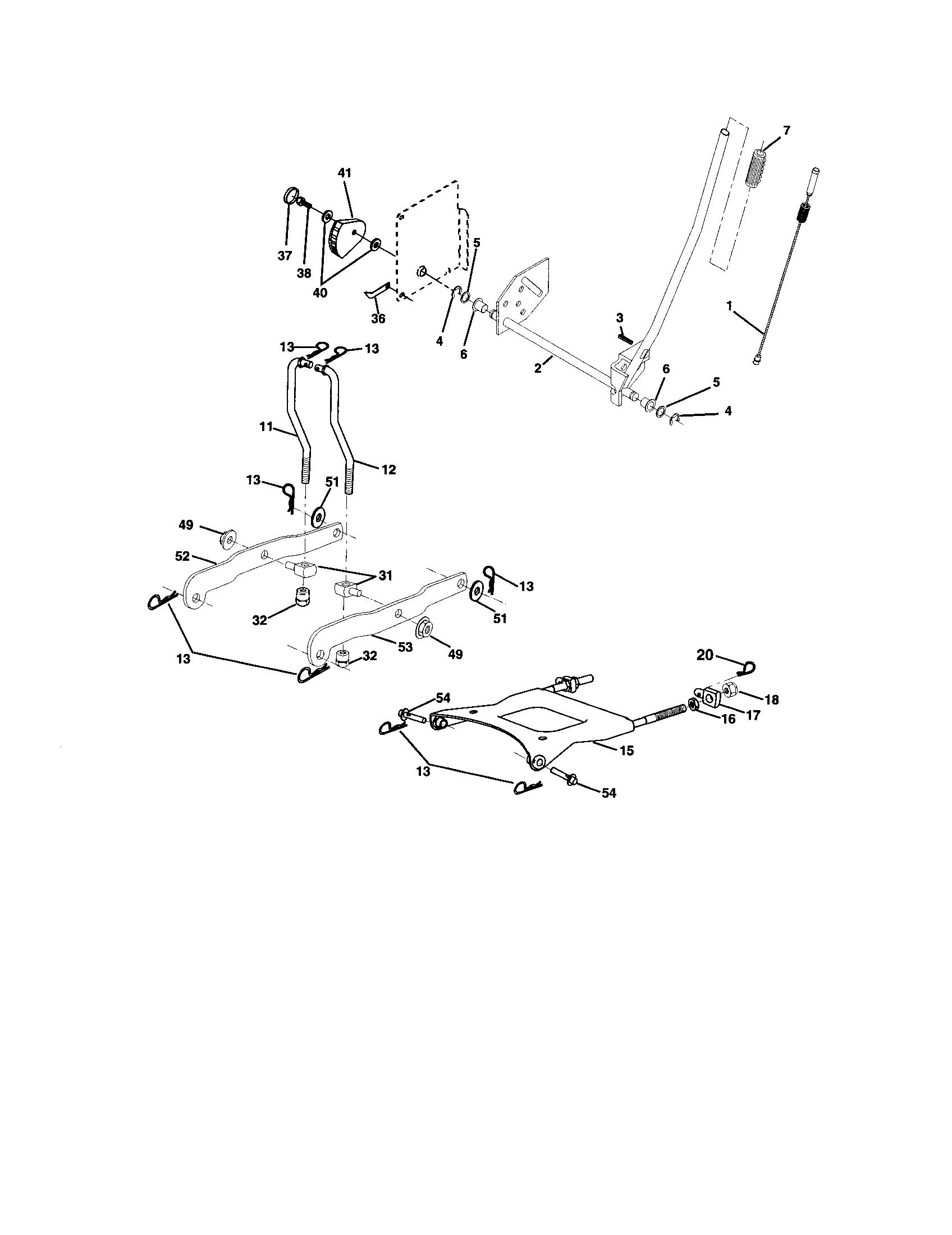 Lift Assembly Diagram and Parts List for 917272265  Craftsman Lawn Tractor