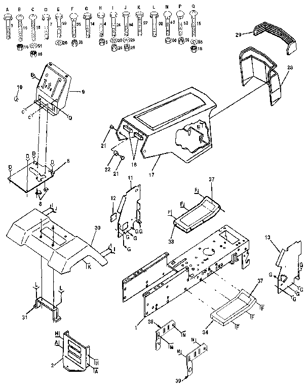 Chassis And Enclosures Diagram and Parts List for 917255470  Craftsman Lawn Tractor