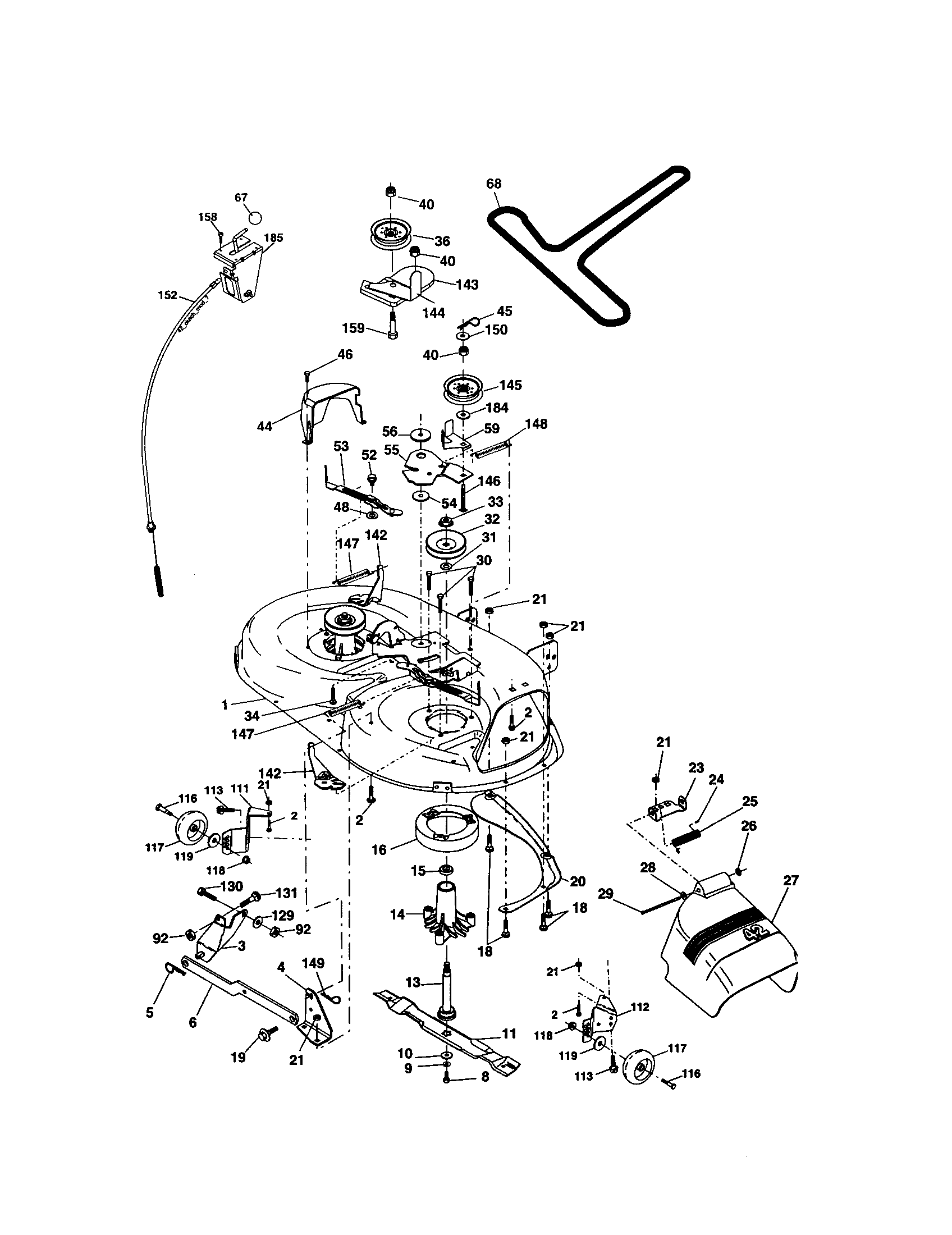 Mower Deck Diagram and Parts List for 917274811  Craftsman Lawn Tractor