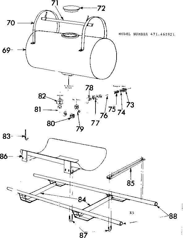 150 Gallon Tank Diagram and Parts List for 471462821  Craftsman Pressure Washer