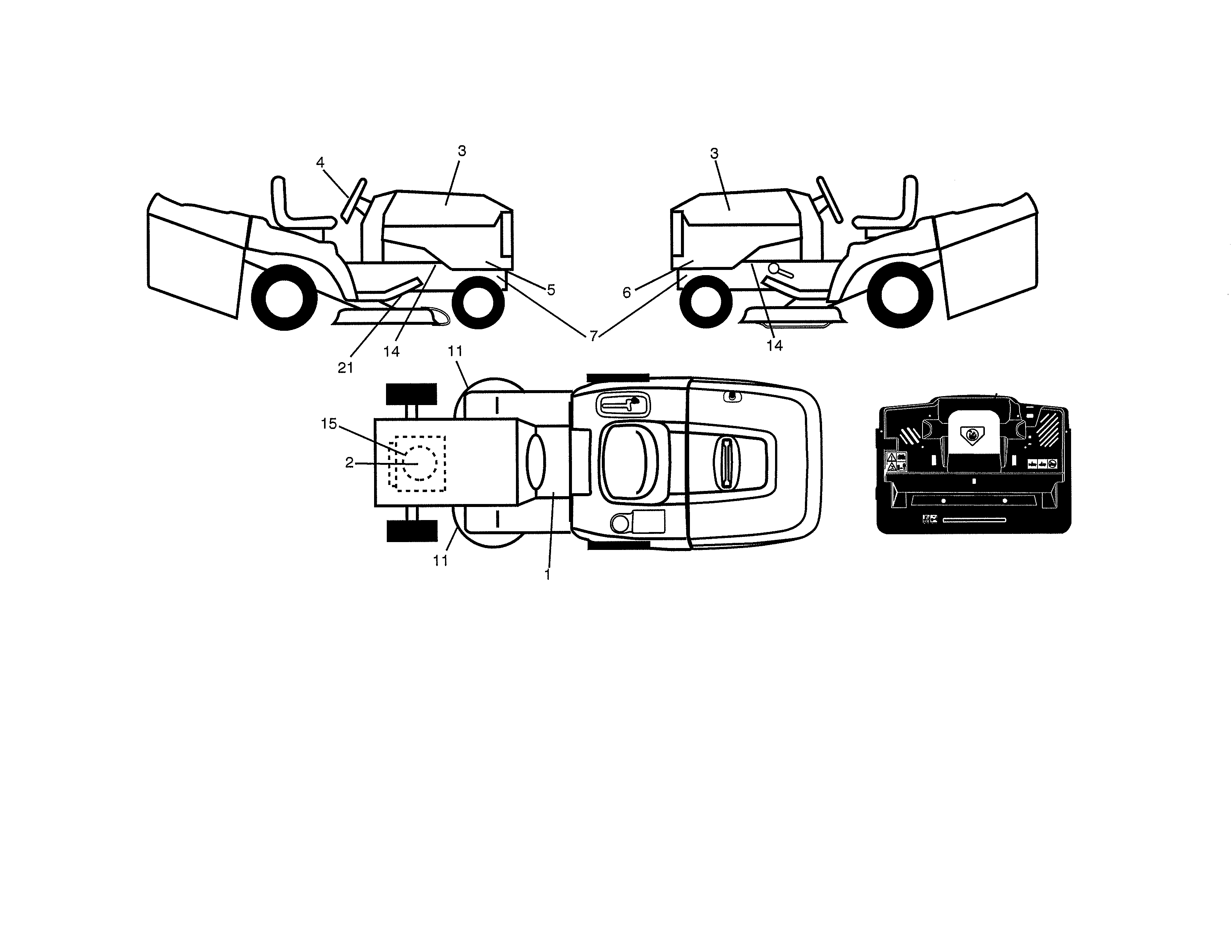Decals Diagram and Parts List for 917989800  Craftsman Lawn Tractor