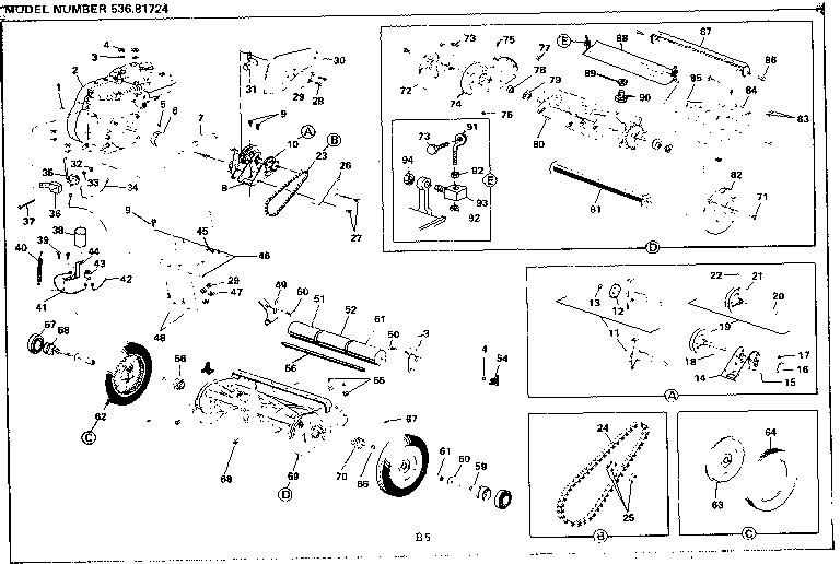 Reel Assembly Diagram and Parts List for 53681724  Craftsman Lawn Mower