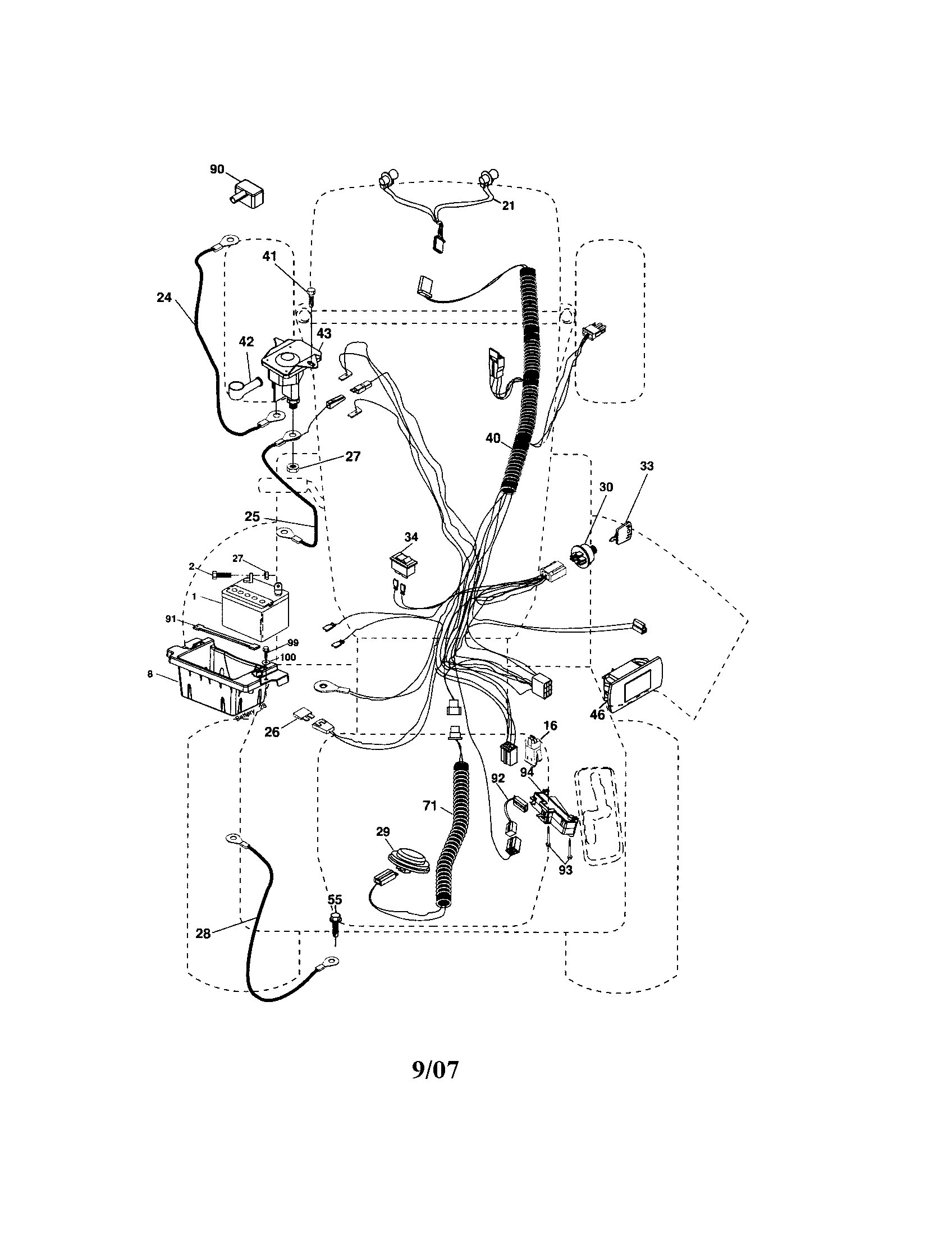 Electrical Diagram and Parts List for 917287250  Craftsman Lawn Tractor