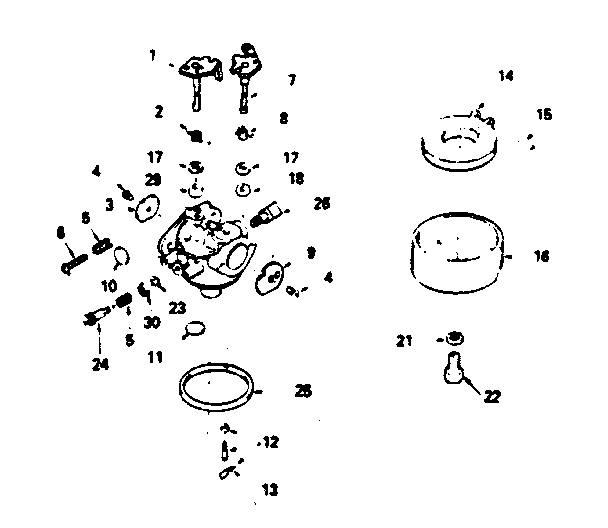 Carburetor Diagram and Parts List for 143376062  Craftsman Engine