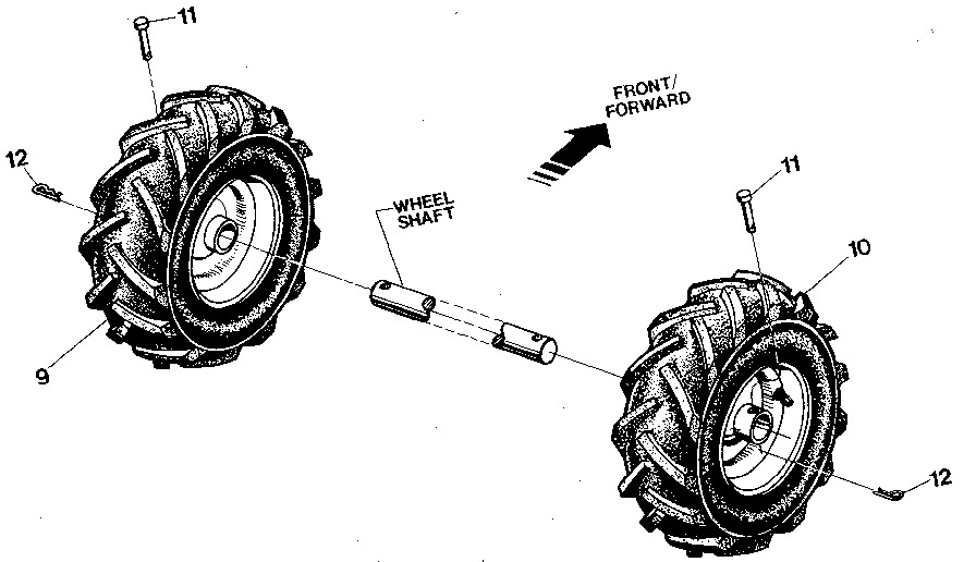 Wheels Diagram and Parts List for 98729905  Craftsman Tiller