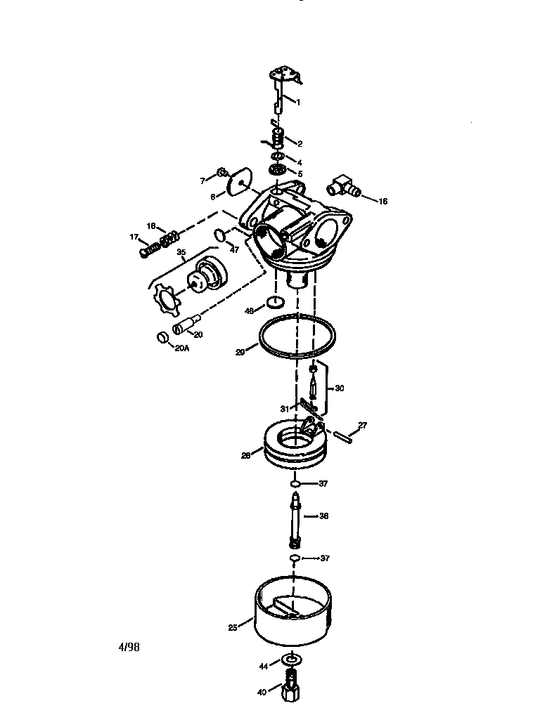 Carburetor 640076a Diagram and Parts List for 143640076A  Craftsman Lawn Mower