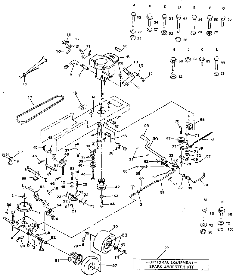 Drive Diagram and Parts List for 917259730  Craftsman Lawn Tractor