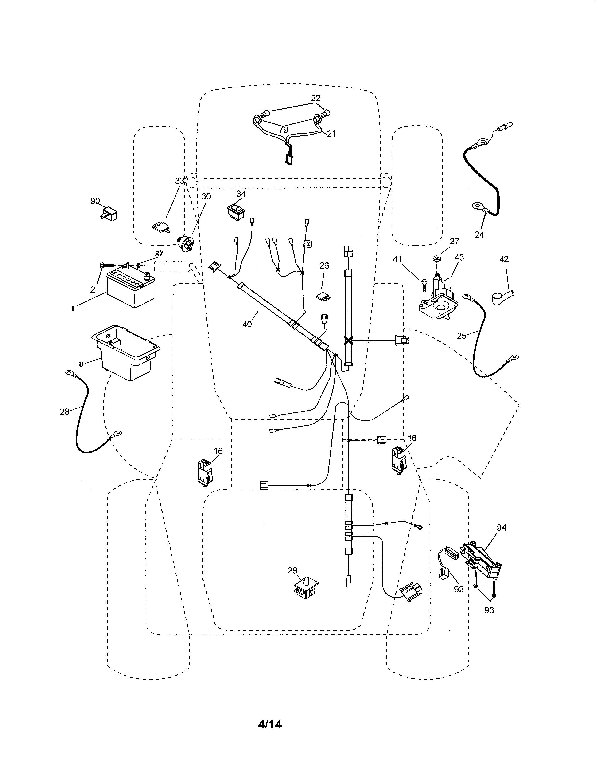 Electrical Diagram and Parts List for 917986191  Craftsman Lawn Tractor