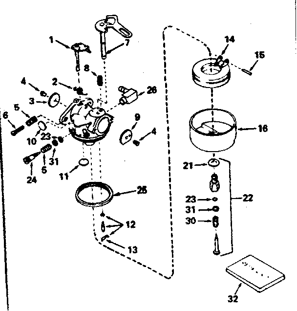 Carburetor No. 632107 Diagram and Parts List for 143754112  Craftsman Engine