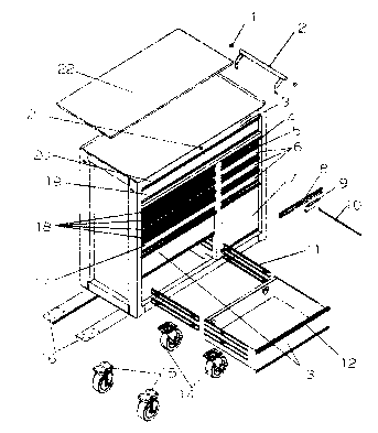 Cabinet Parts Diagram and Parts List for 706653498  Craftsman Tool Stand & Cart