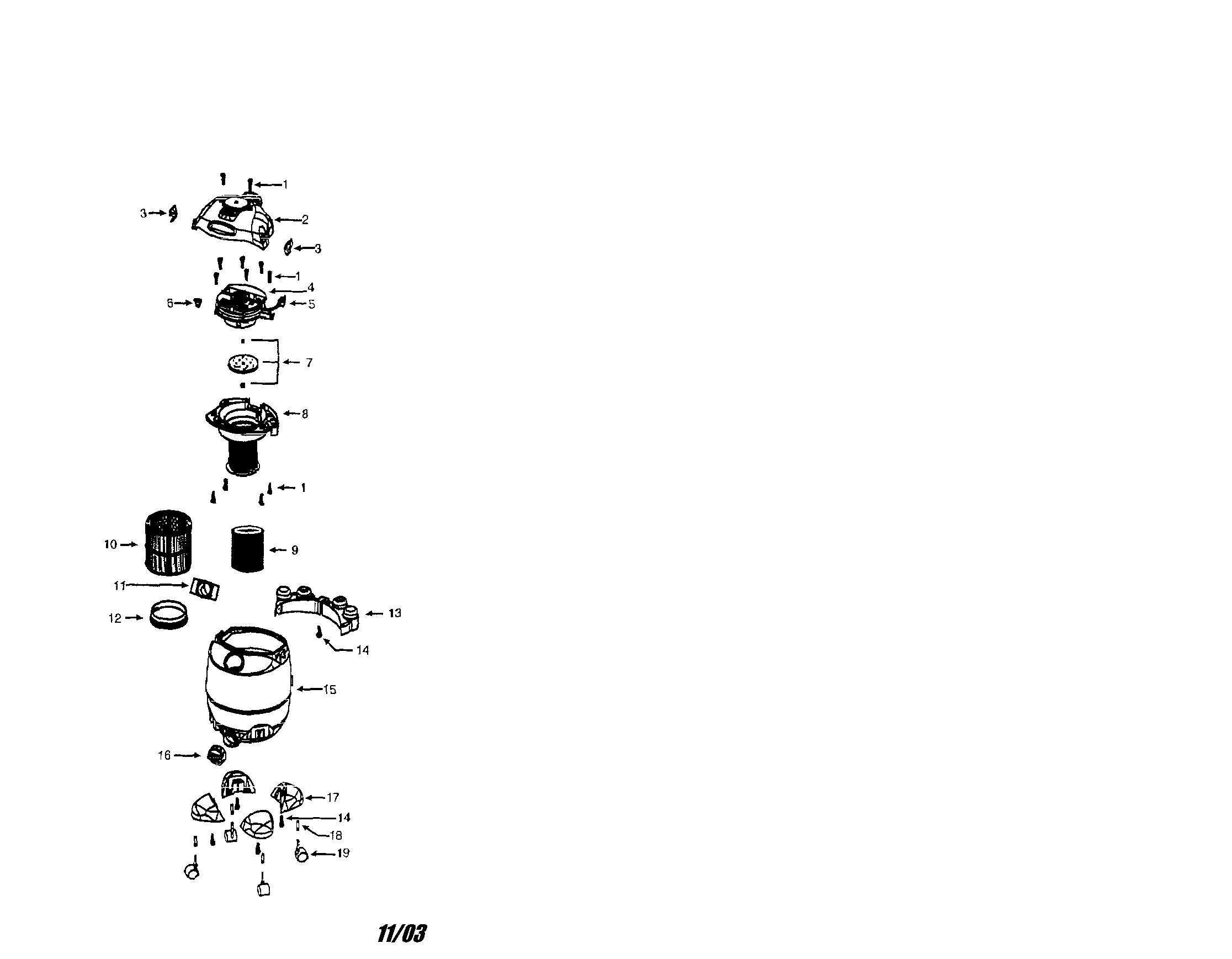 8 Gallon Wet/dry Vac Diagram and Parts List for 338179370  Craftsman Filters & Accessories