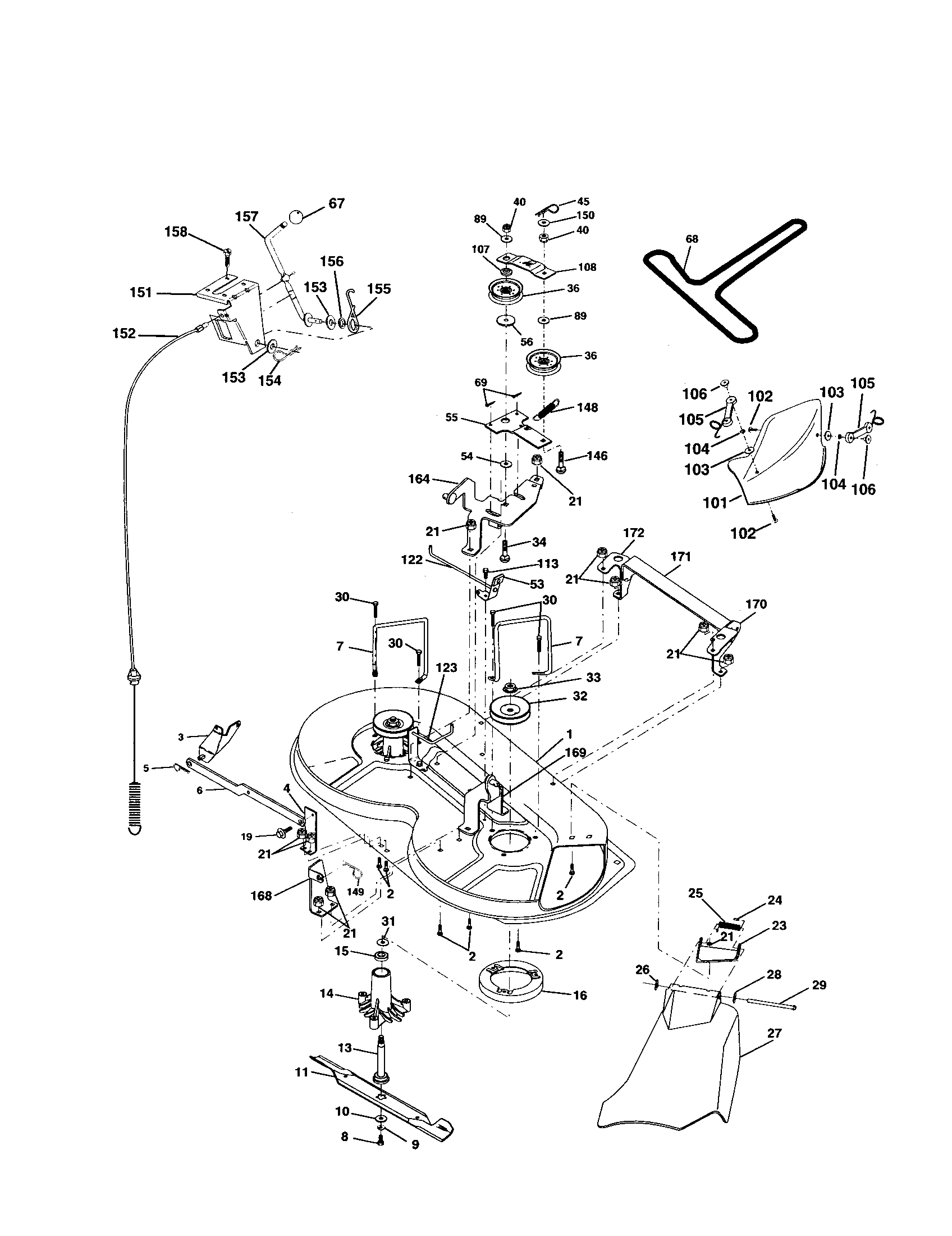 Mower Diagram and Parts List for 917277011  Craftsman Lawn Tractor