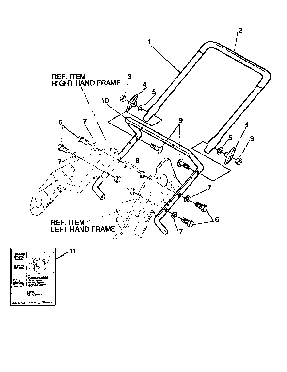 Handle Assembly Diagram and Parts List for 536883211  Craftsman Snow Blower