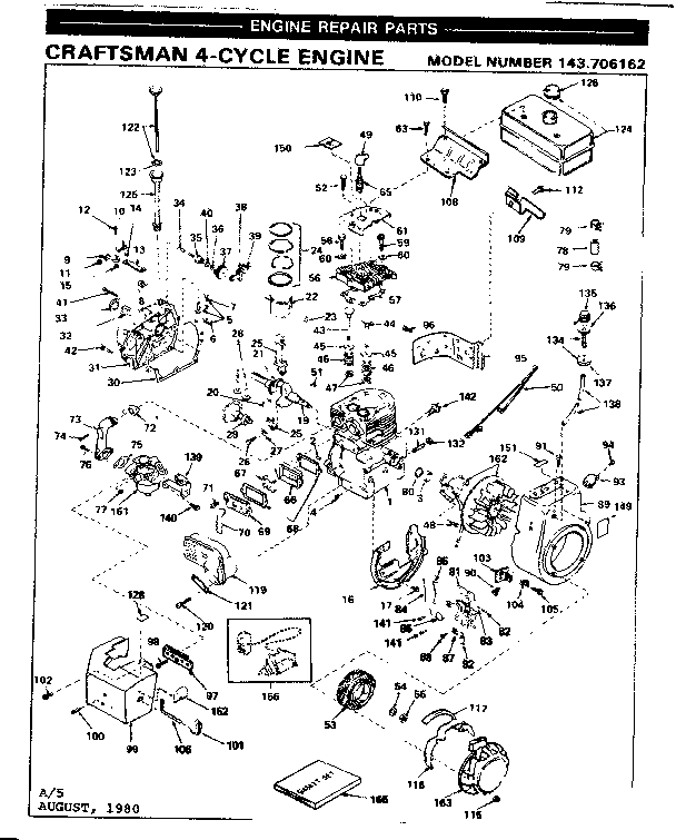 Replacement Parts Diagram and Parts List for 143706162  Craftsman Engine