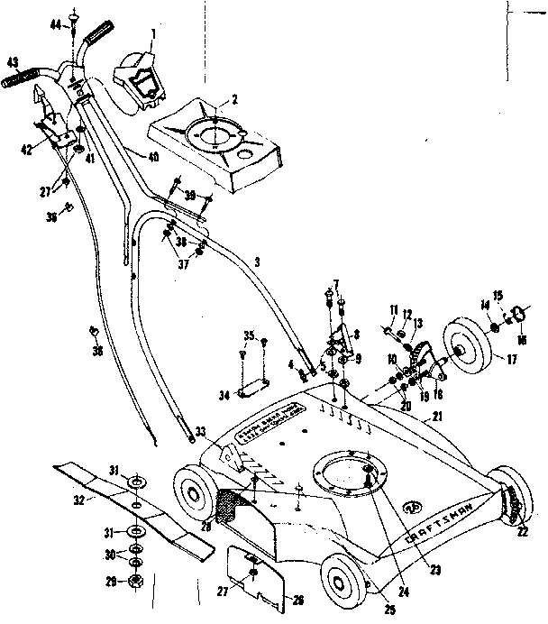 Replacement Parts Diagram and Parts List for 13191261  Craftsman Lawn Mower