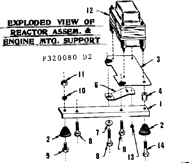 Reactor Assembly & Engine Mounting Support Diagram and Parts List for 580320080  Craftsman Engine