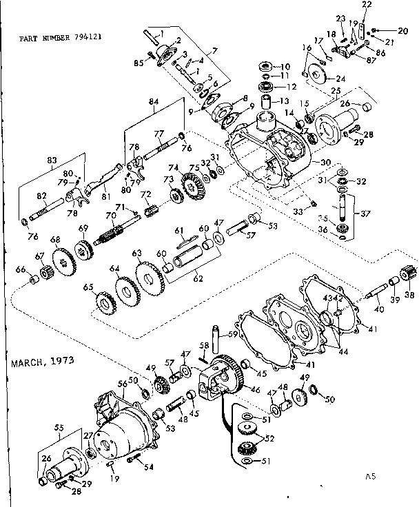 Transaxle Diagram and Parts List for 917794121  Craftsman Lawn Tractor
