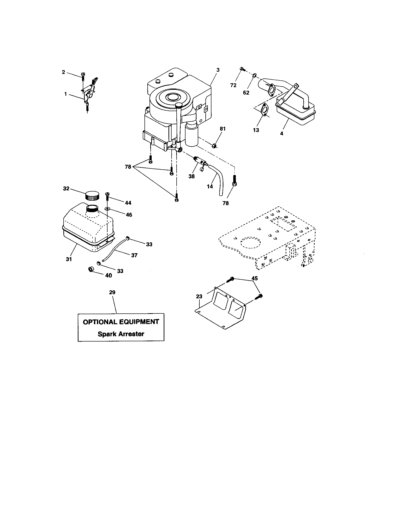 Engine Diagram and Parts List for 917275400  Craftsman Lawn Tractor