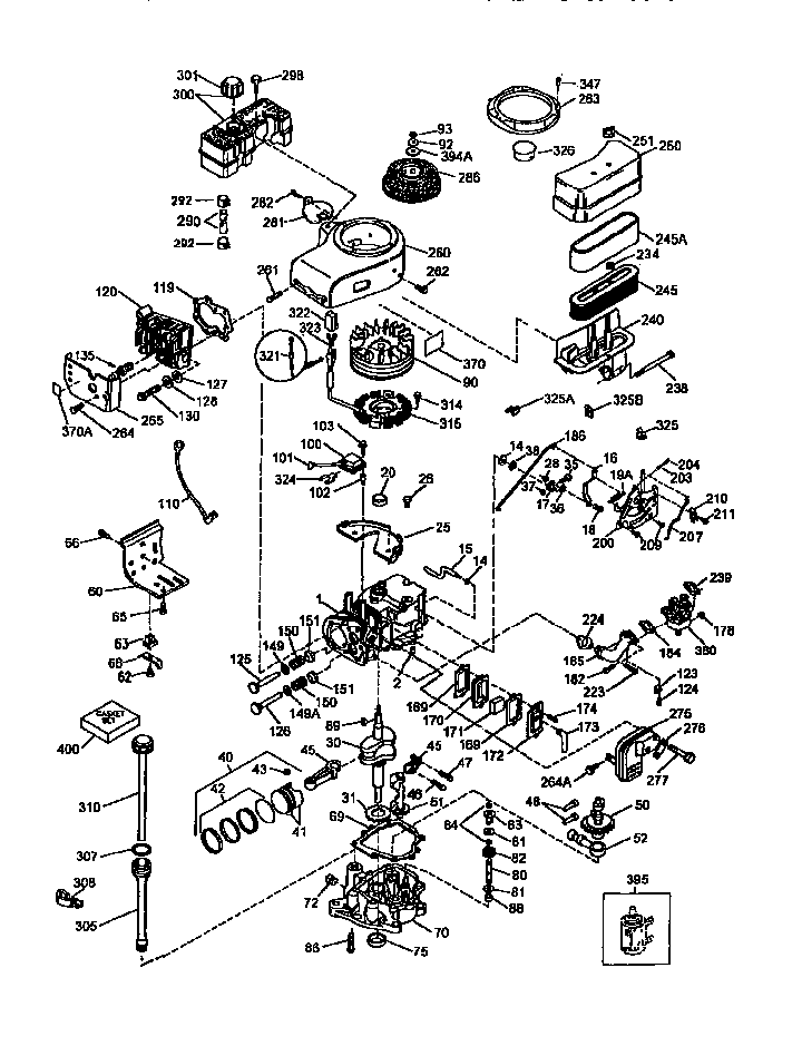 Replacement Parts Diagram and Parts List for 143951004  Craftsman Engine