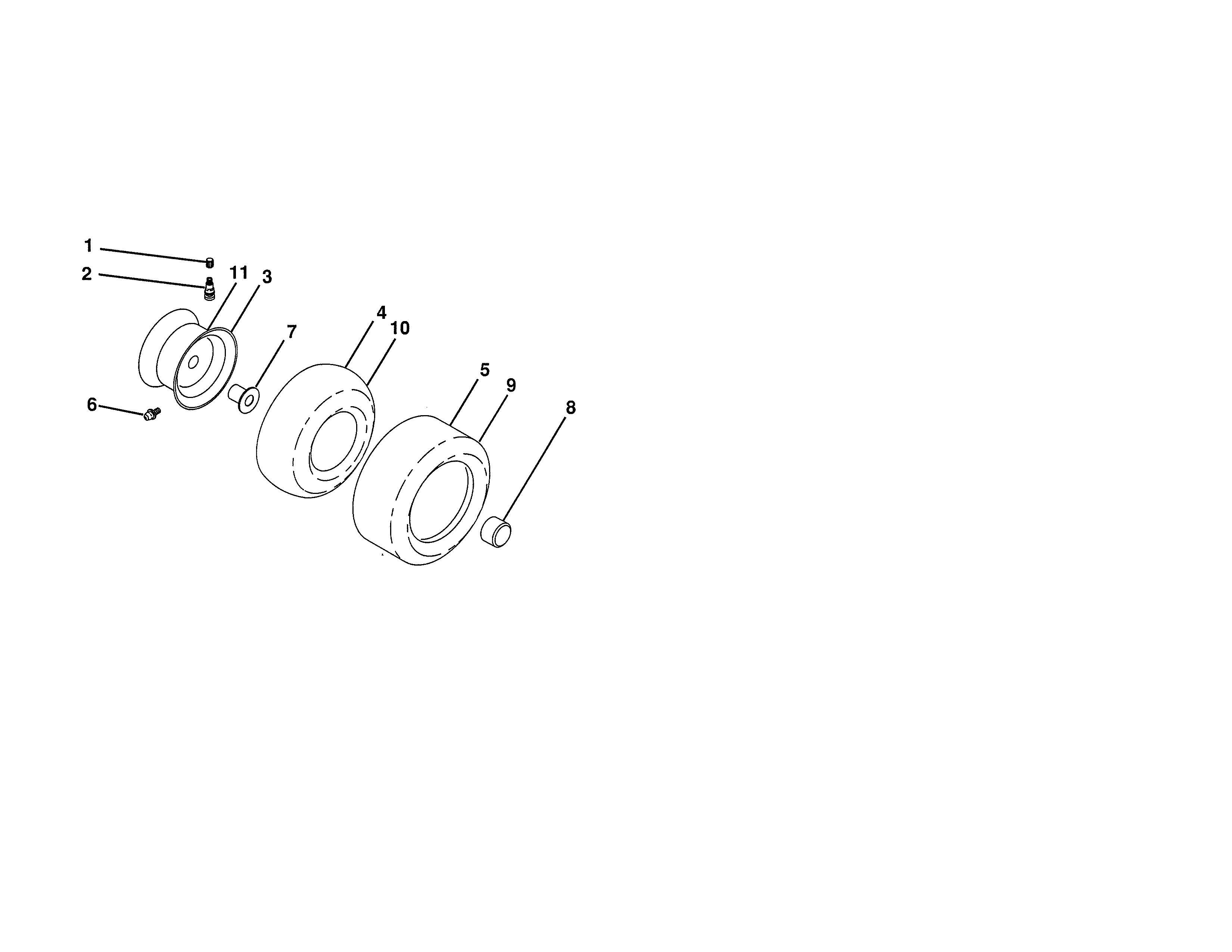 Wheels & Tires Diagram and Parts List for 917204081  Craftsman Lawn Tractor