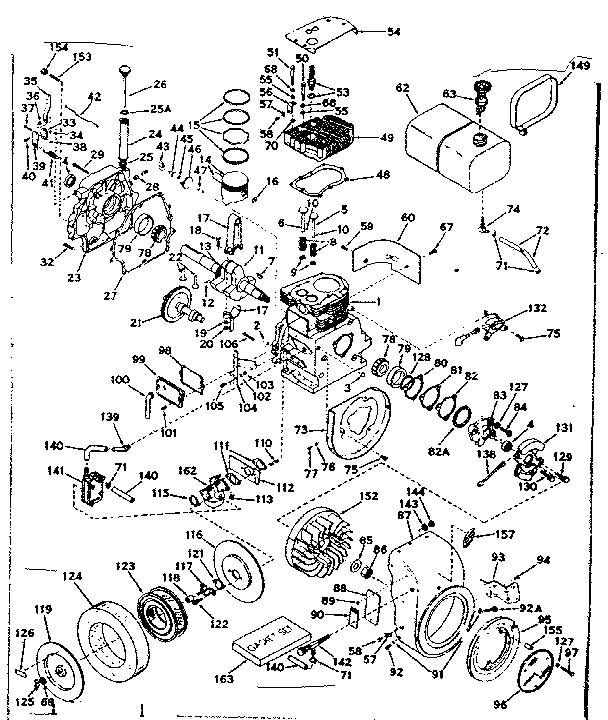 Basic Engine Diagram and Parts List for 143592082  Craftsman Engine