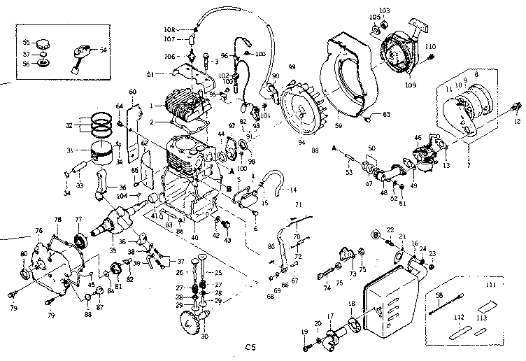 Engine Breakdown Diagram and Parts List for 580328330  Craftsman Generator