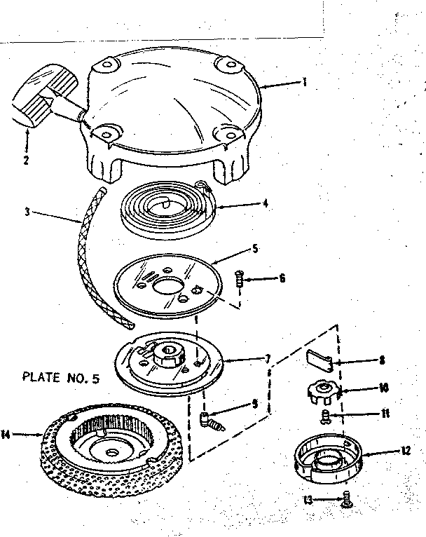 Rewind Starter No. 28319 Diagram and Parts List for 143105061  Craftsman Engine