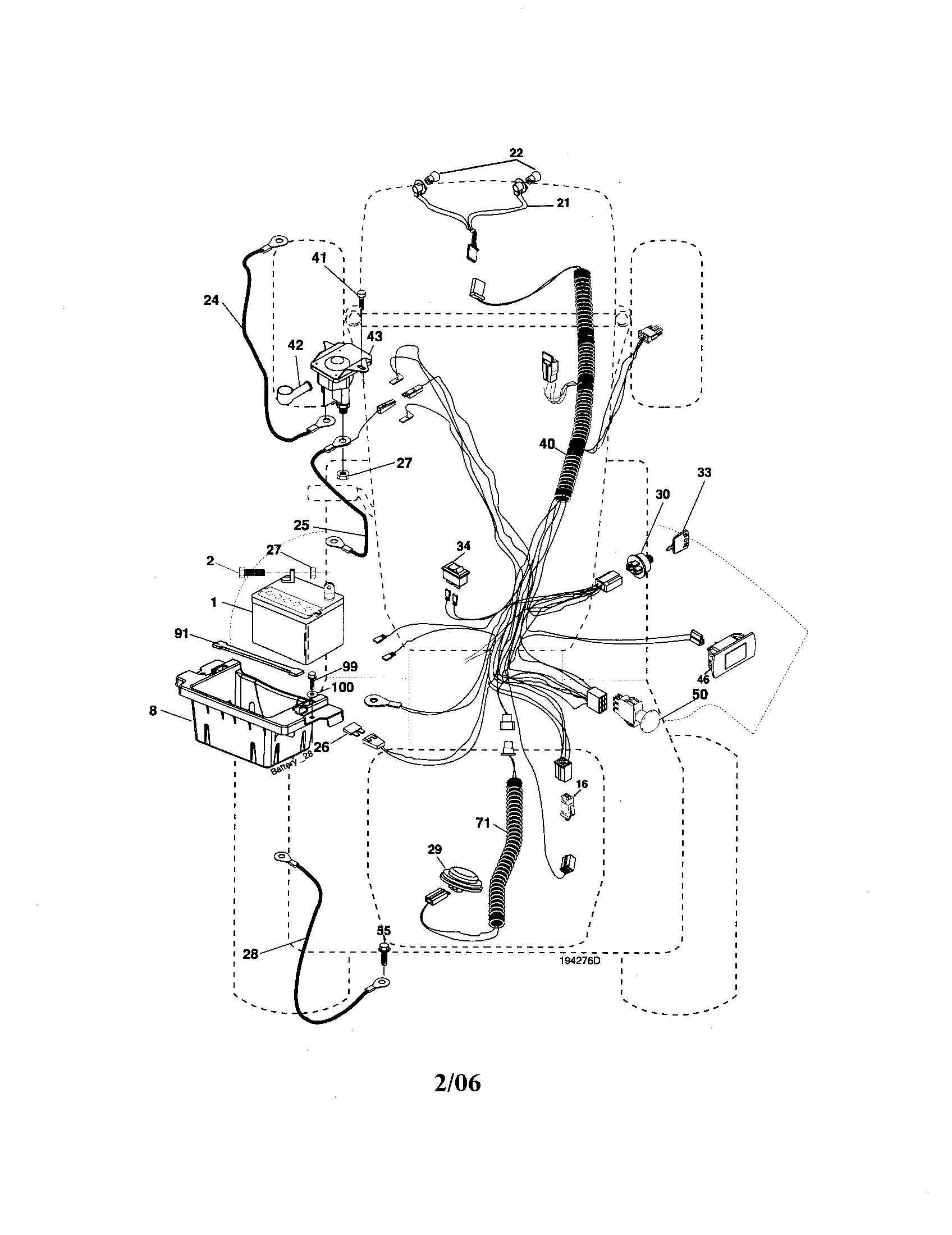 Electrical Diagram and Parts List for 917276841  Craftsman Lawn Tractor