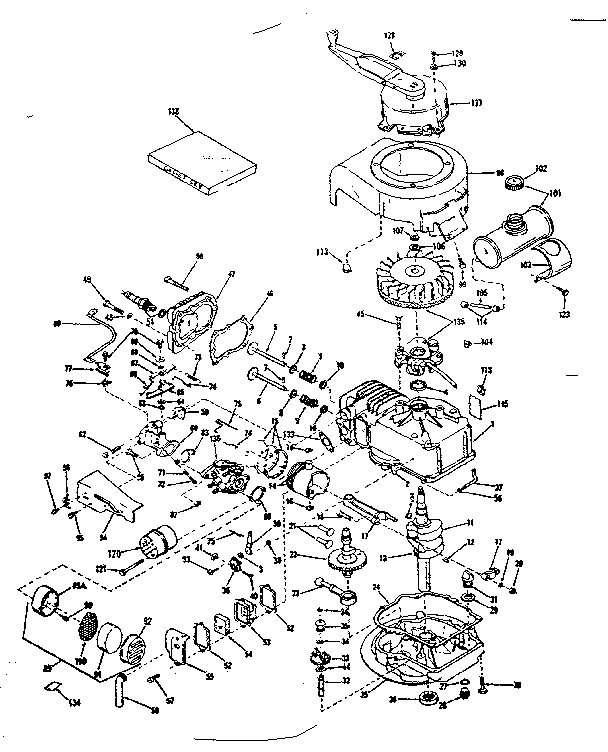 Basic Engine Diagram and Parts List for 143122321  Craftsman Engine