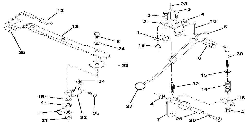 Mower Lift Lever Diagram and Parts List for 917256930  Craftsman Lawn Tractor