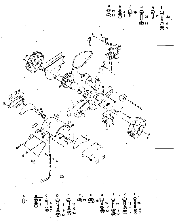 Main Frame Diagram and Parts List for 917299233  Craftsman Tiller
