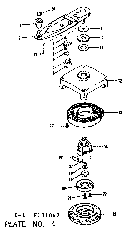 No-pull Starter Diagram and Parts List for 143131042  Craftsman Engine