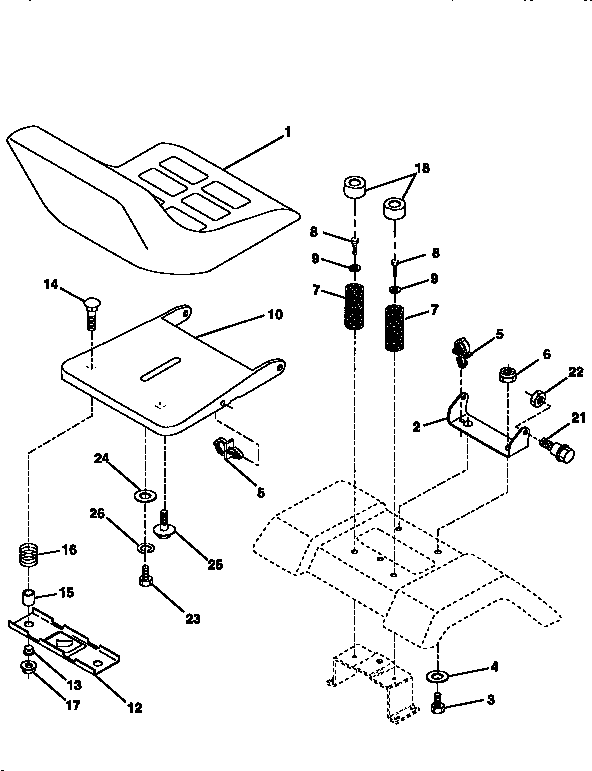 Seat Assembly Diagram and Parts List for 917256451  Craftsman Lawn Tractor