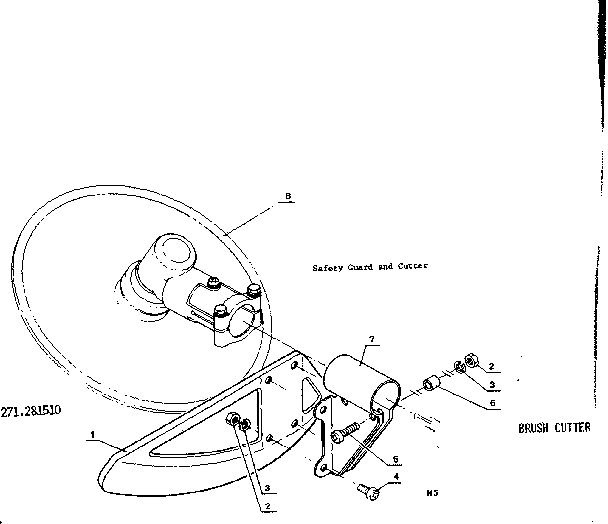 Safety Guard And Cutter Diagram and Parts List for 271281510  Craftsman Trimmer