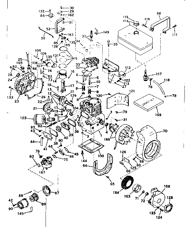 Basic Engine Diagram and Parts List for 143576132  Craftsman Engine