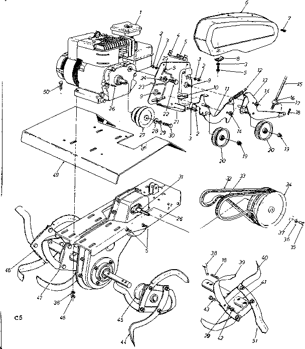 Engine Diagram and Parts List for 247298750  Craftsman Tiller